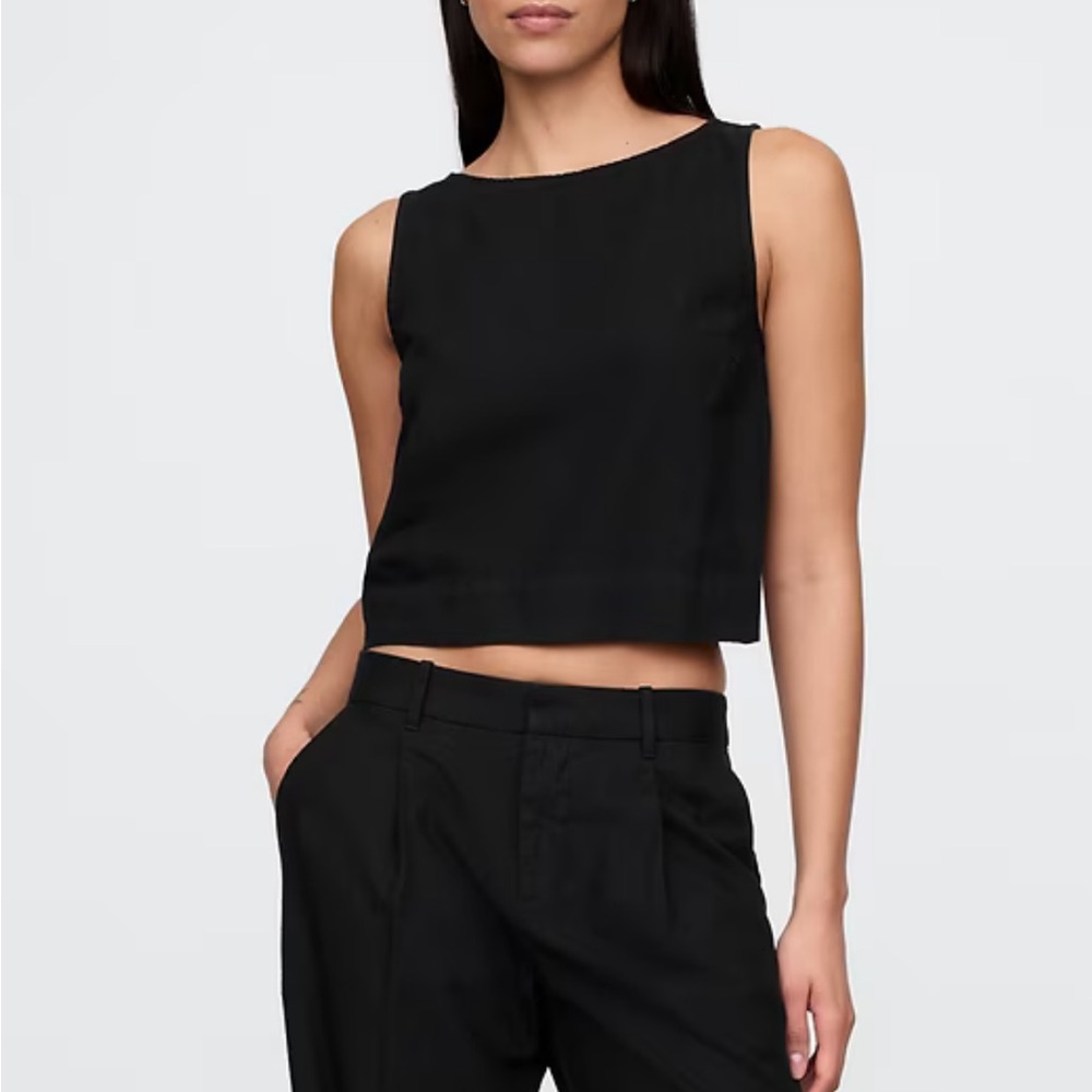 Gap Linen Shell Crop - Black Size M